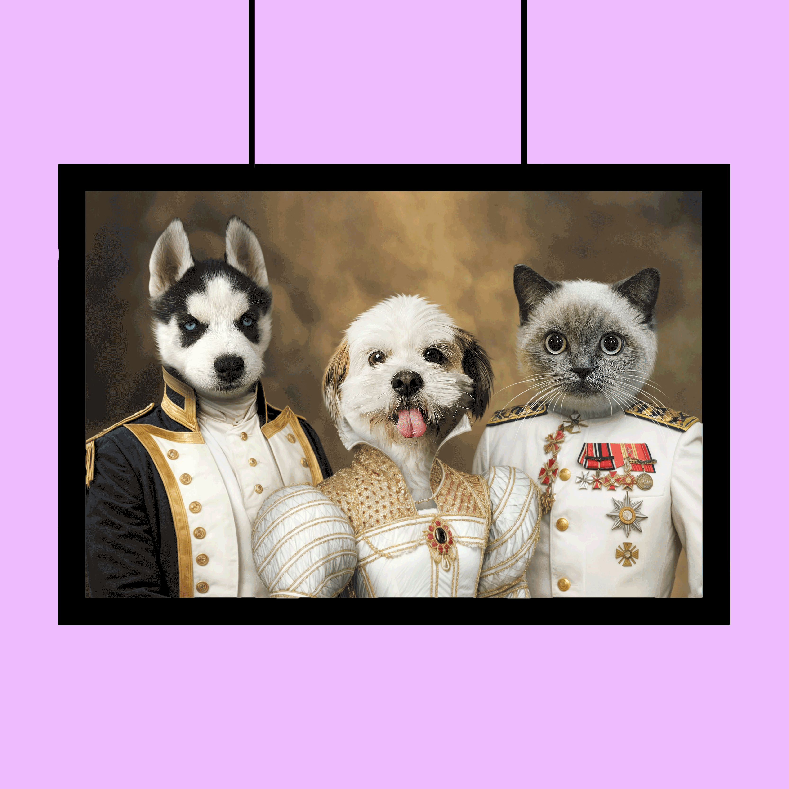 Regal Trio – Custom Multi-Pet Portrait